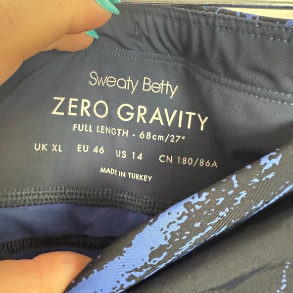 Sweaty Betty Zero Gravity Full Length Leggings Blue Swirl Size 14 - Picture 5 of 13